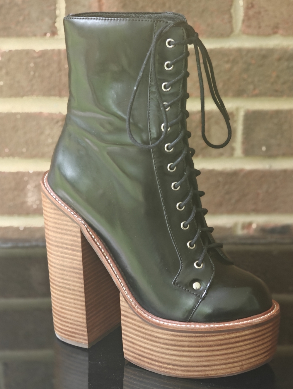 Jeffrey Campbell "PAULITA" Black Lace-Up Platform Ankle Boots